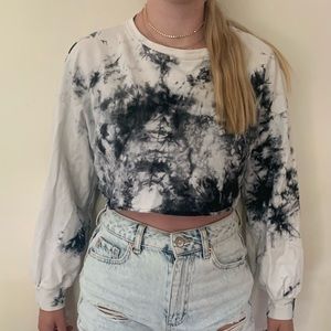 Shein black and white tie dye top